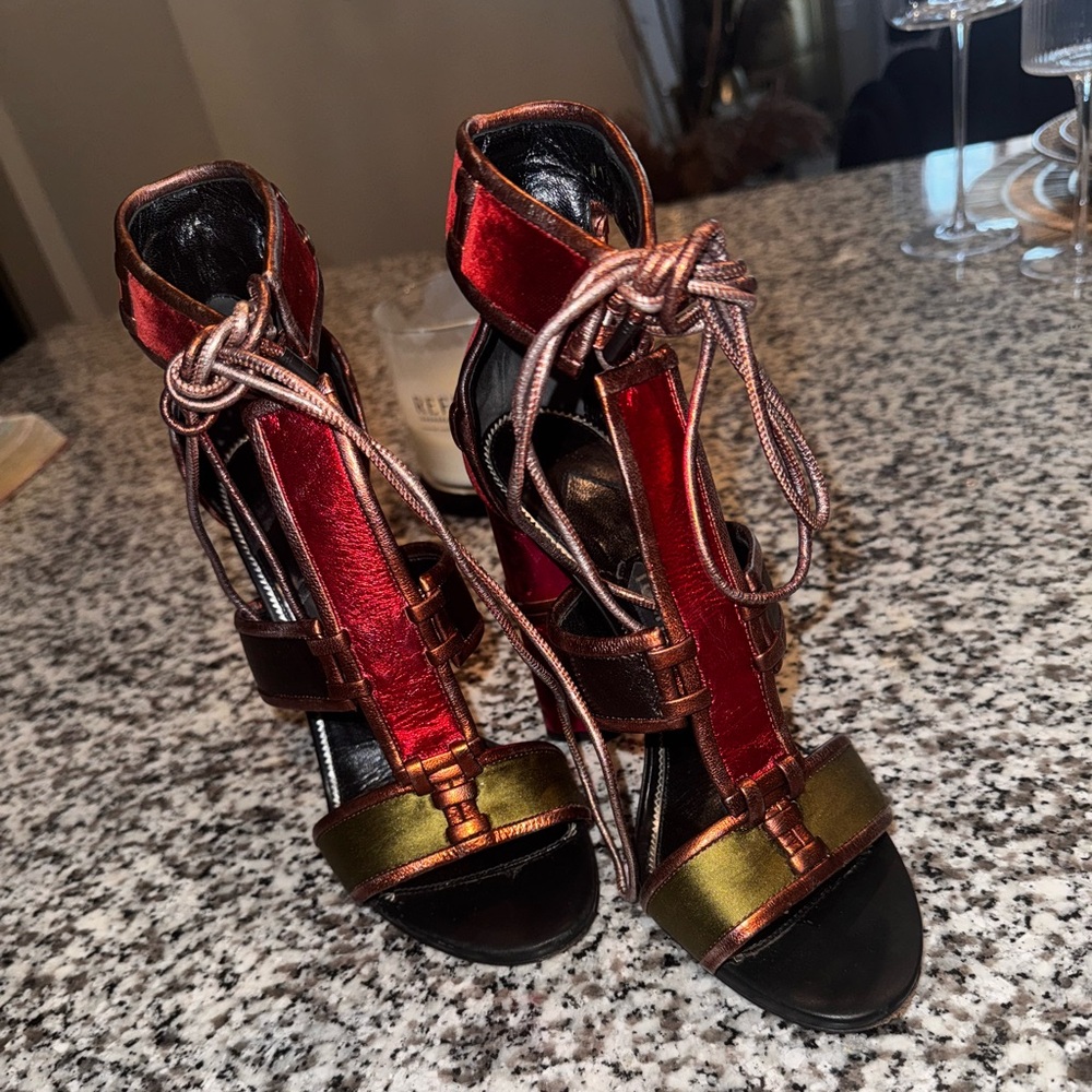 Tom Ford Patchwork Cage Sandals Runway Heels